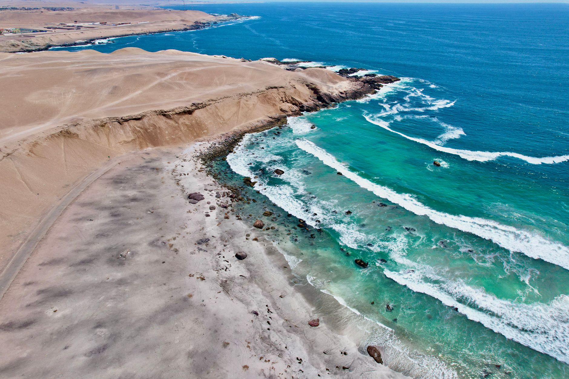 Rocky Pacific coastline near the Peru-Chile border, near the region devastated by the 1868 Arica earthquake
