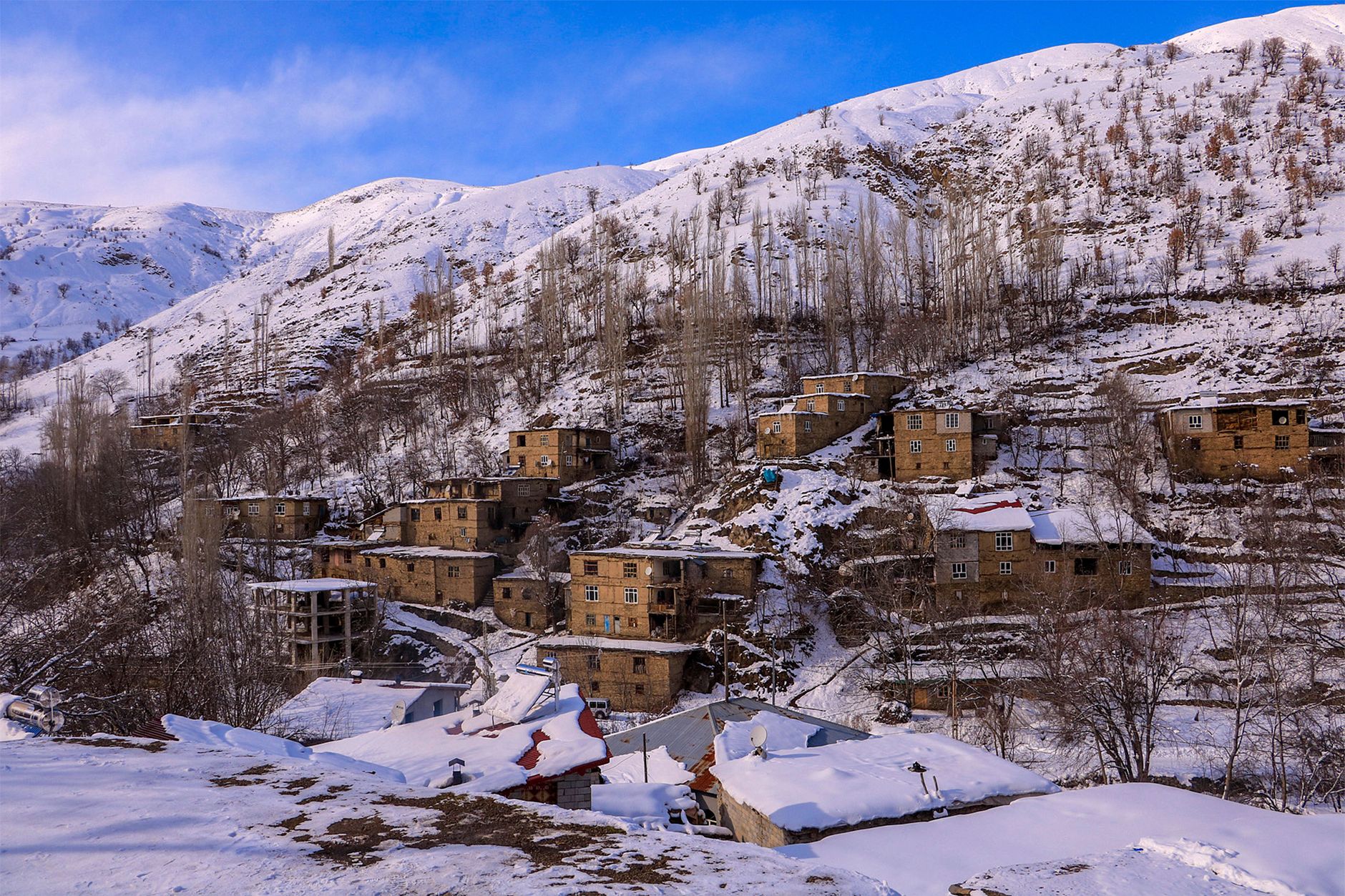 Snow-covered mountain village in eastern Turkey, near the region devastated by the 1939 Erzincan earthquake
