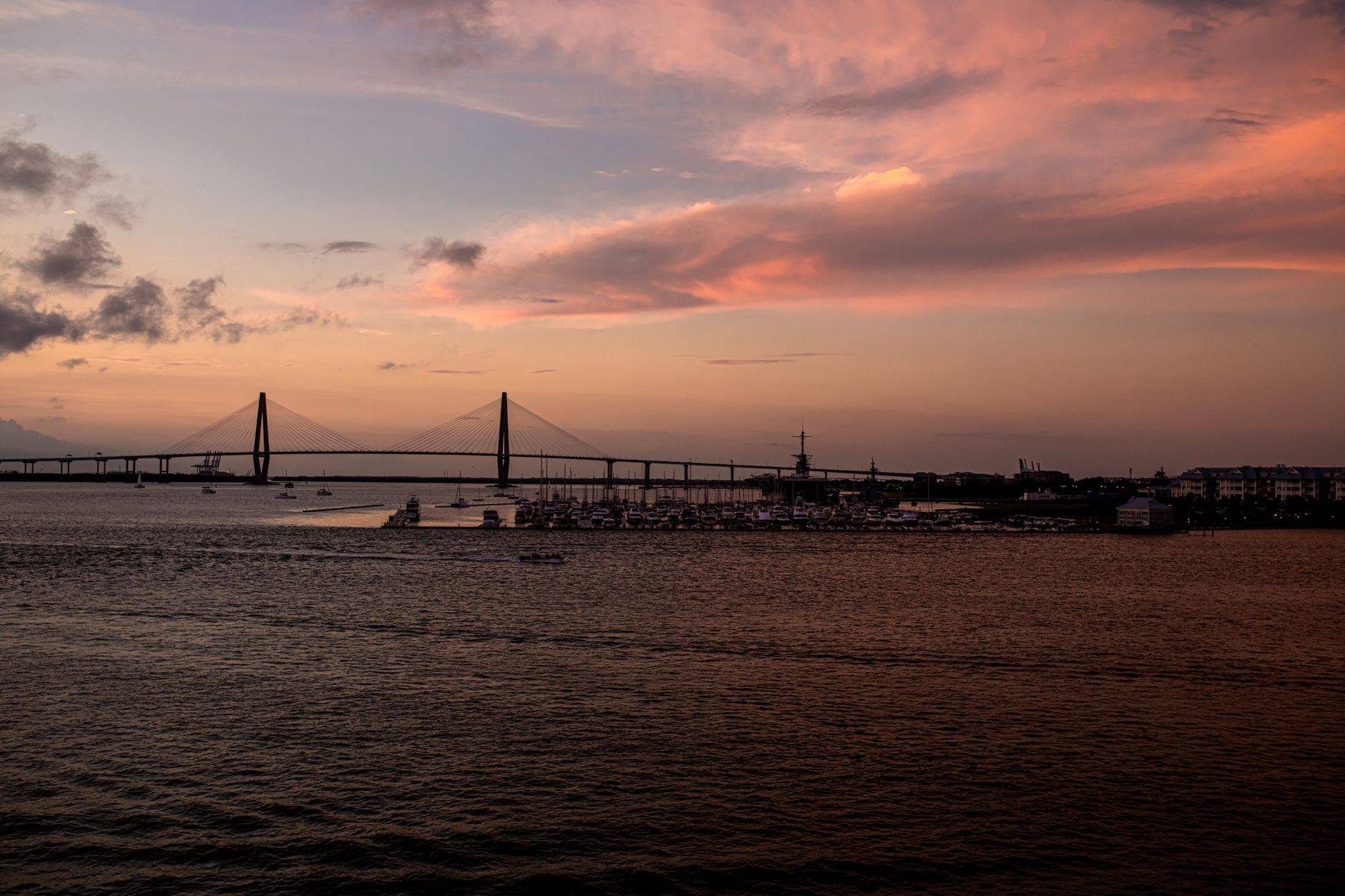 Charleston harbor on the South Carolina coast, near the source of the 1886 intraplate earthquake