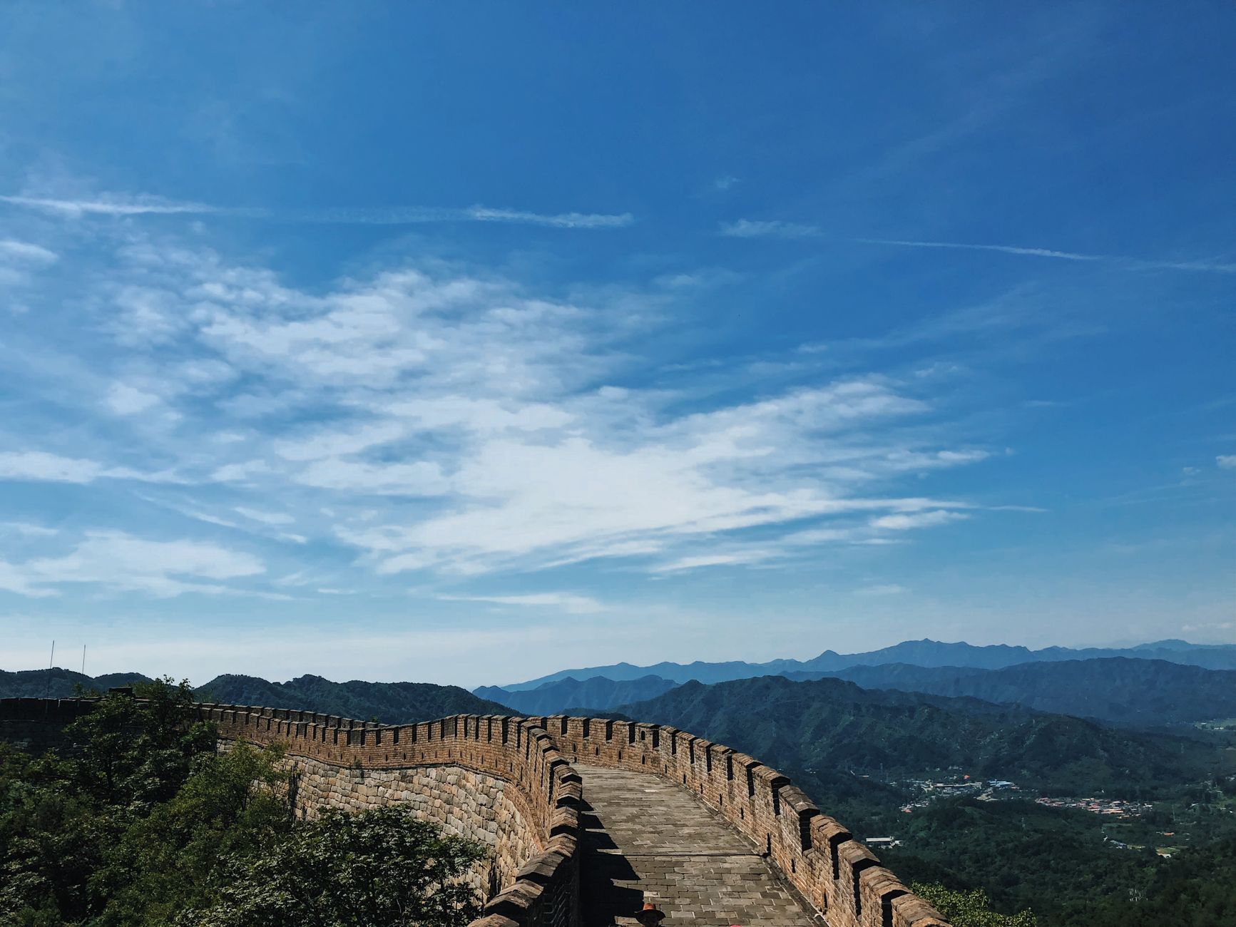 Great Wall of China winding across mountainous terrain
