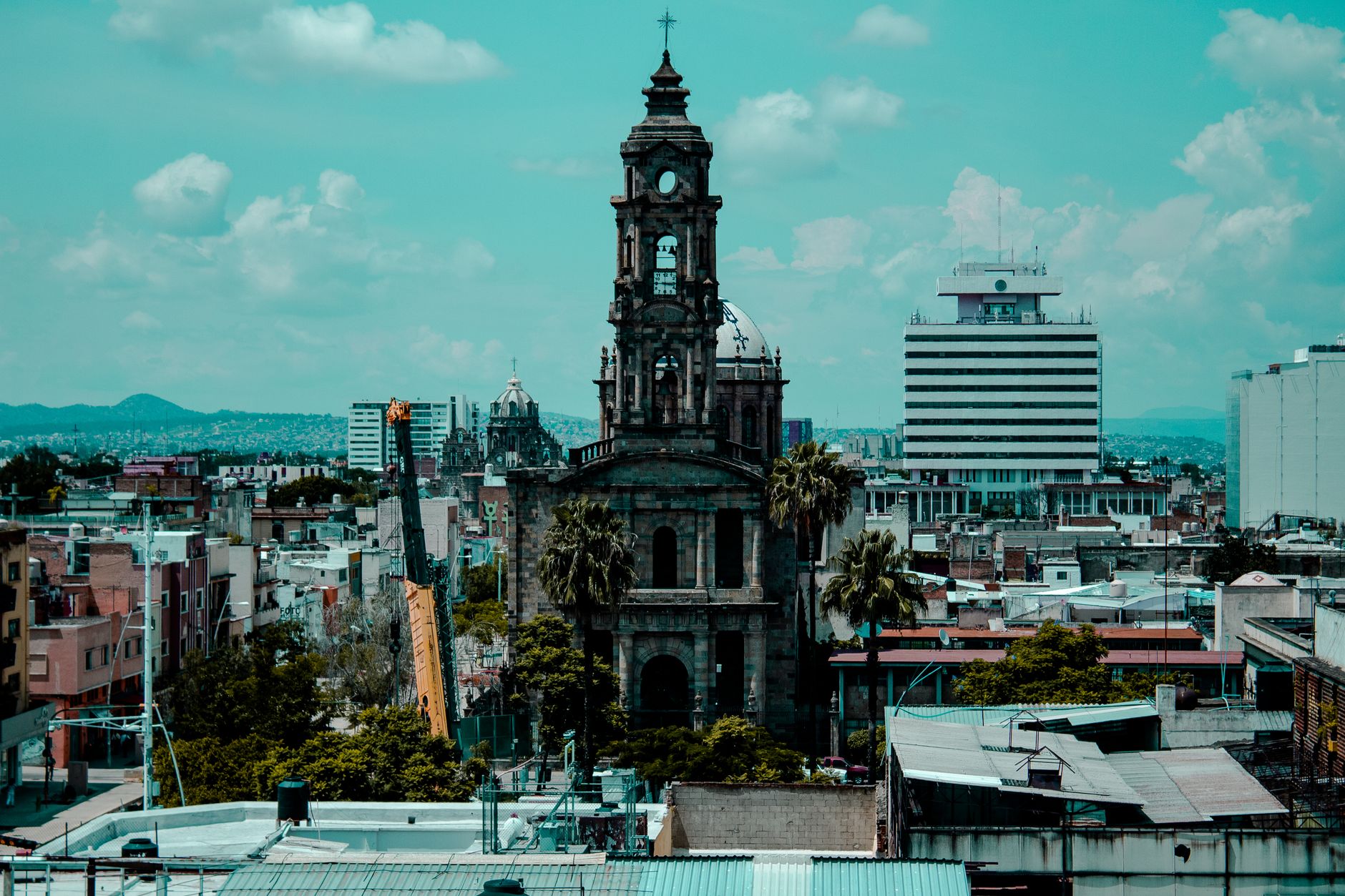 Guadalajara Cathedral and downtown skyline, Jalisco, Mexico