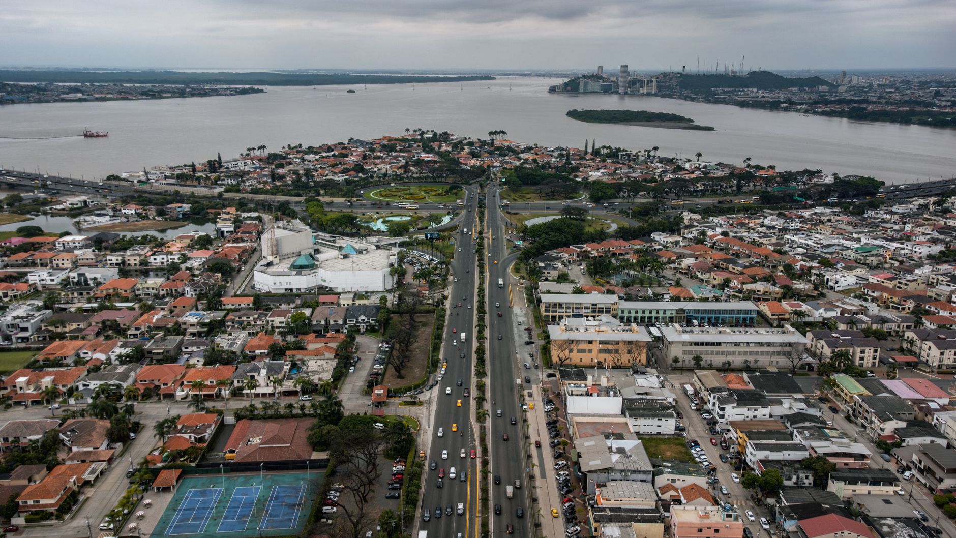 Guayaquil skyline along the Guayas River, Ecuador's largest city