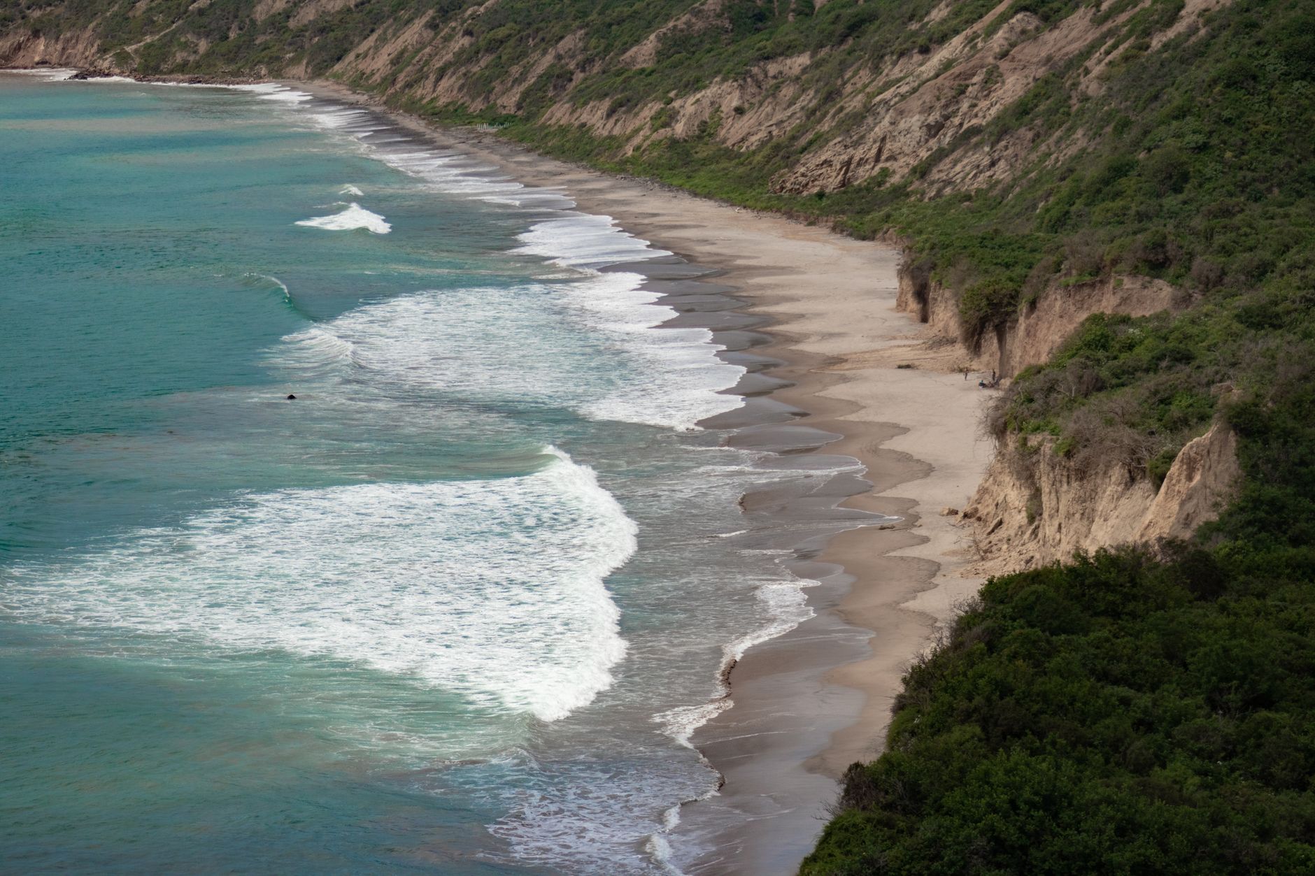 Aerial view of Ecuador's Pacific coast above the subducting Nazca plate