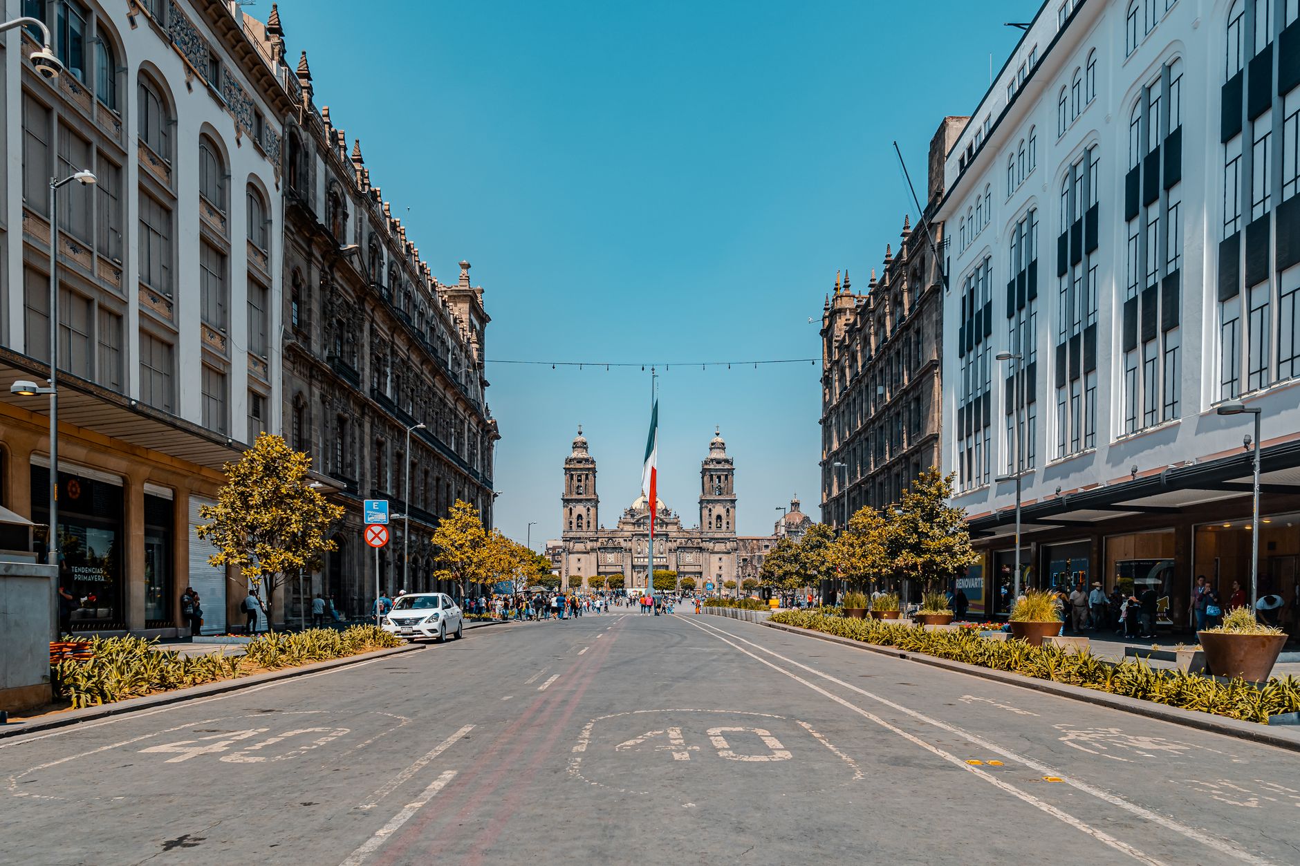 Historic center of Mexico City with colonial buildings
