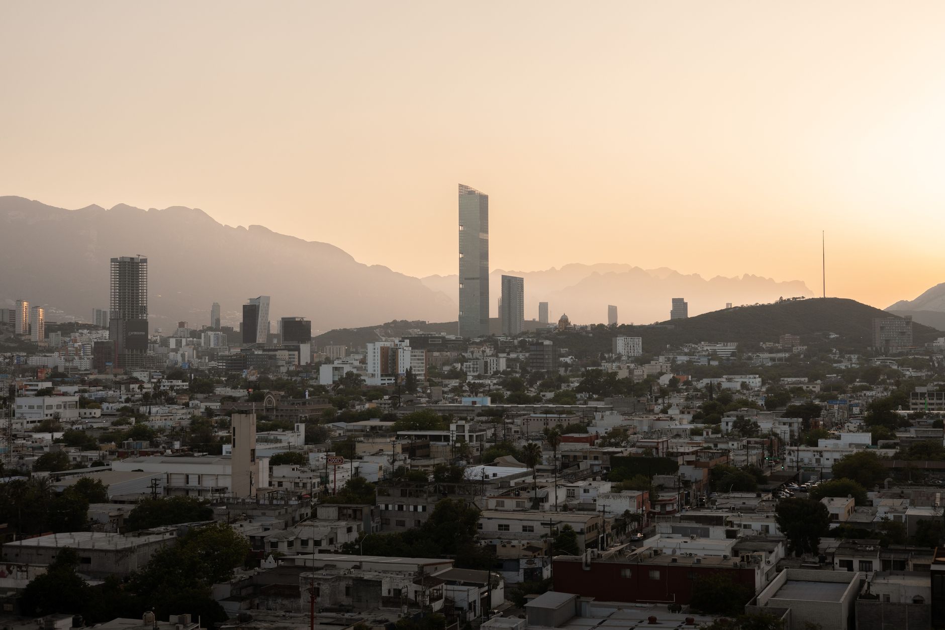 Monterrey skyline with the Sierra Madre Oriental mountains in the background