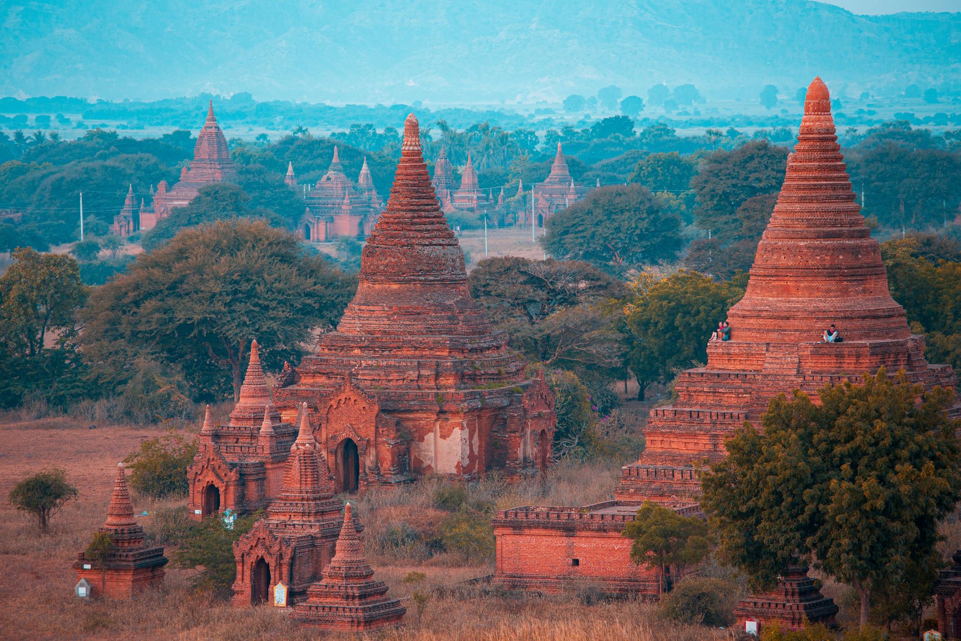 Ancient Bagan temples in Myanmar, near the seismically active Sagaing Fault