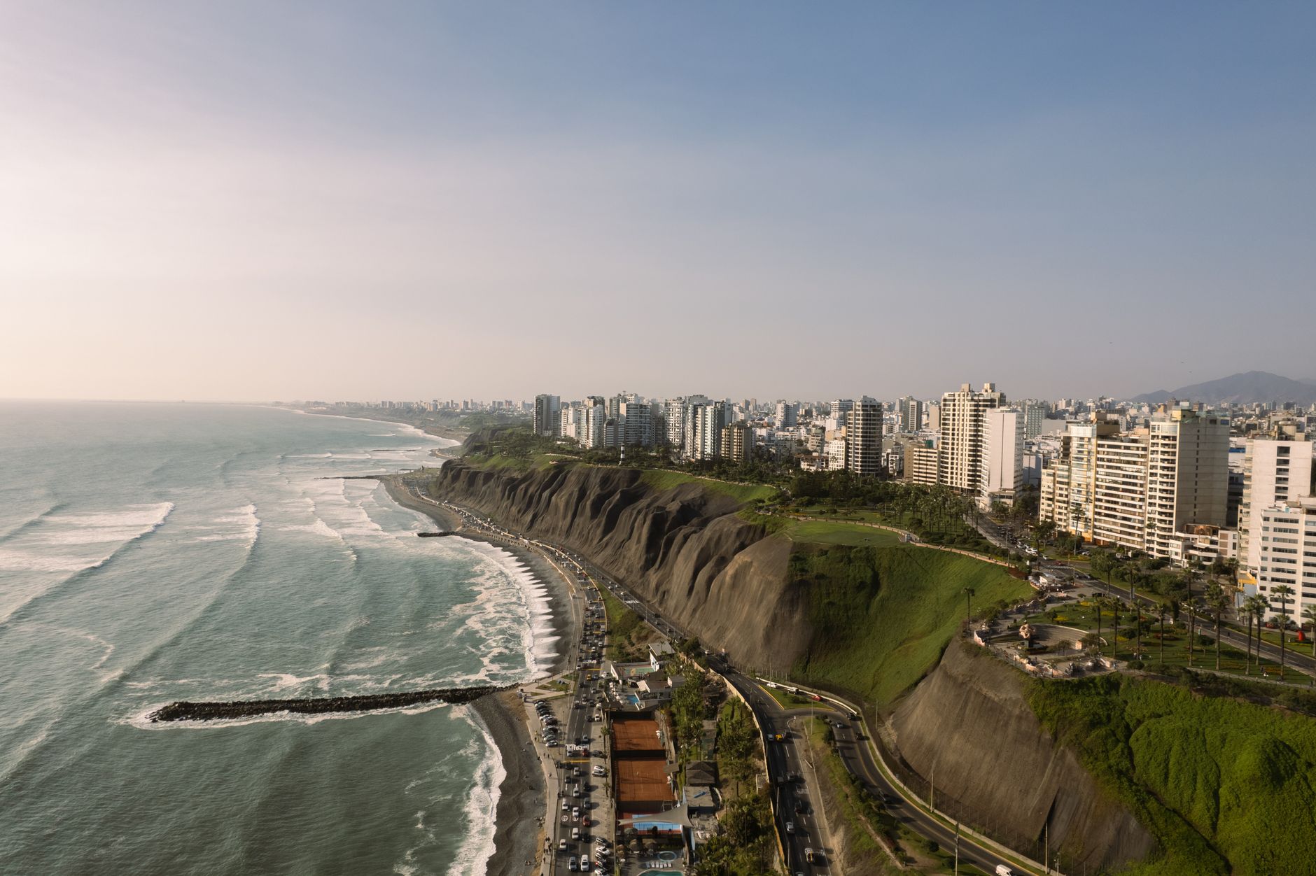 Peruvian Pacific coast landscape and seismic region