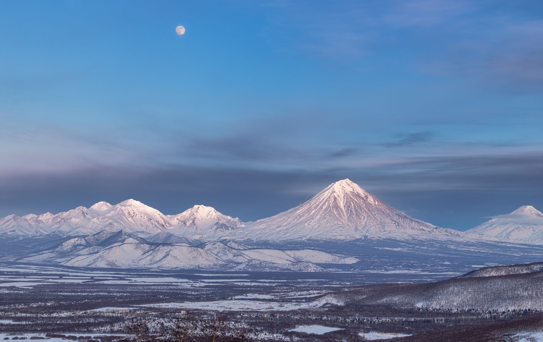 Volcanic landscape of the Kamchatka Peninsula, Russia's most seismically active region