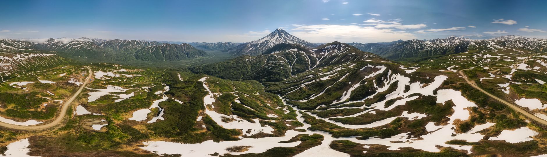 Mountainous terrain of Kamchatka, above the Kuril-Kamchatka subduction trench