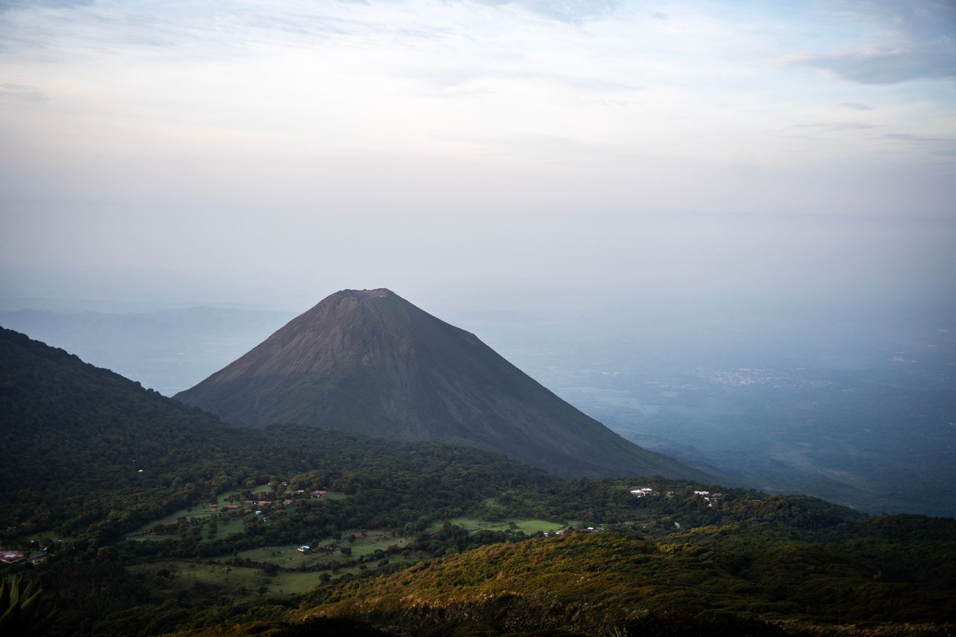 Volcanic landscape of El Salvador, whose soils amplify landslide risk during earthquakes