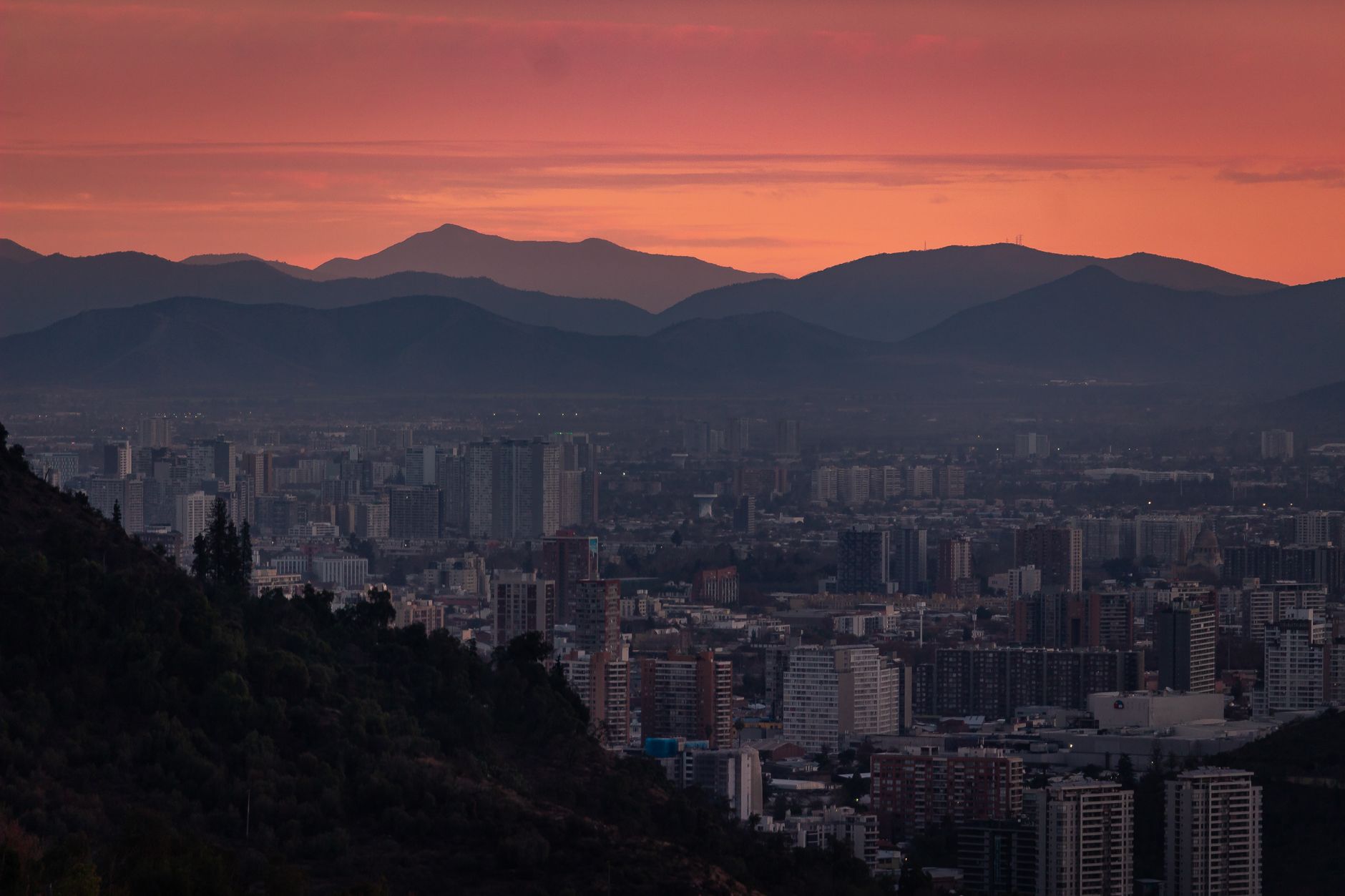 Santiago, Chile skyline with the Andes mountains in the background
