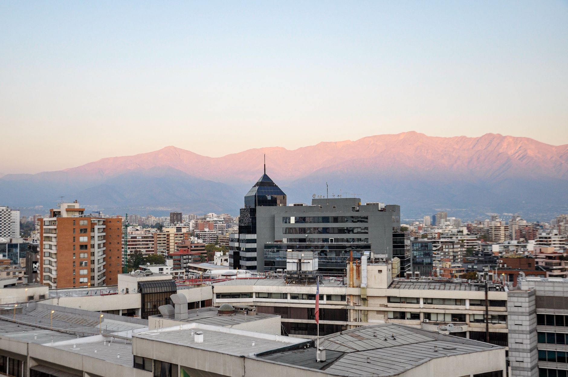 Andes mountain range next to Santiago, Chile