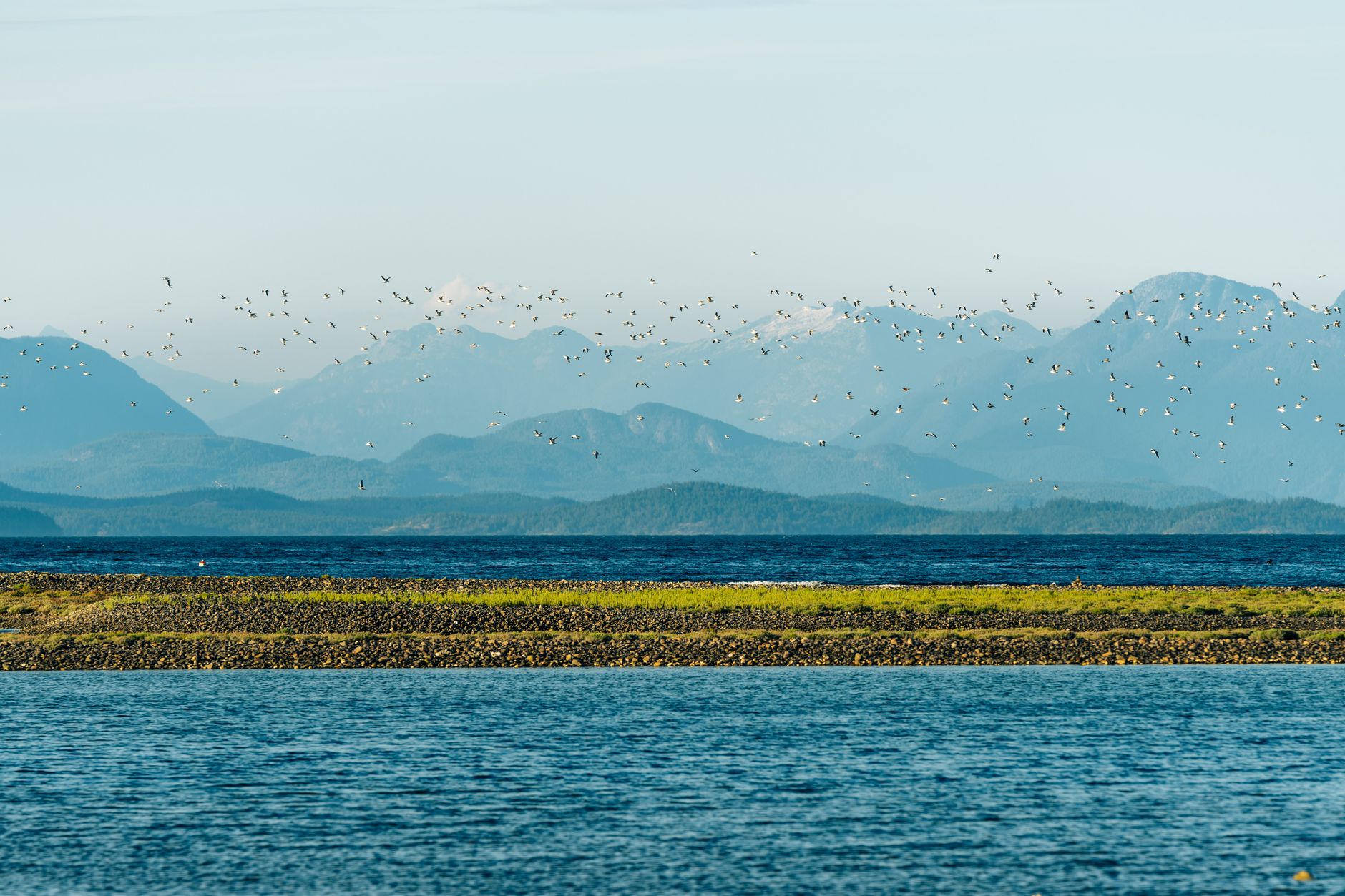Costa del Pacífico y montañas cerca de Vancouver
