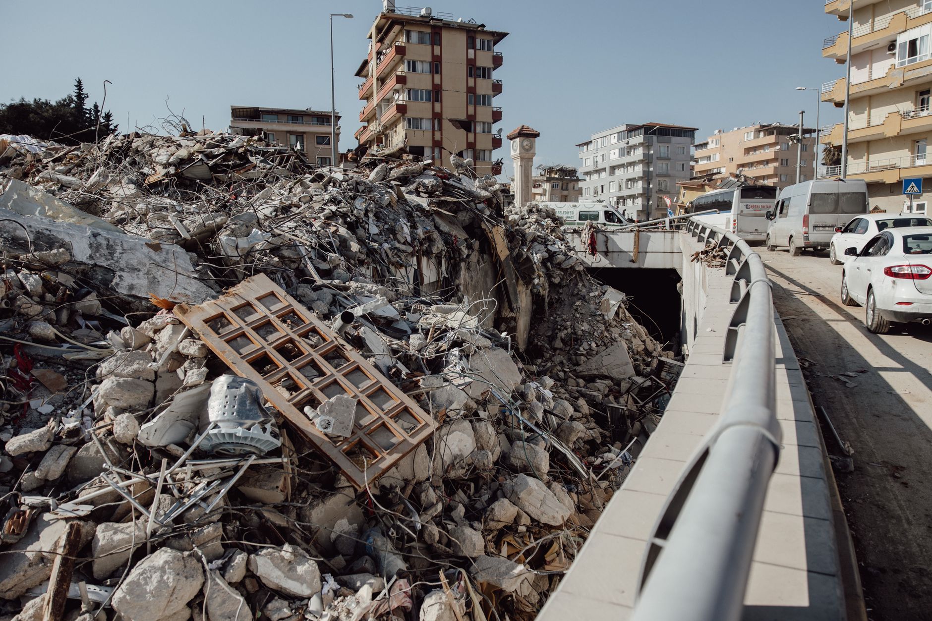 Collapsed concrete building rubble, the kind of destruction seen across Port-au-Prince after the 2010 Haiti earthquake