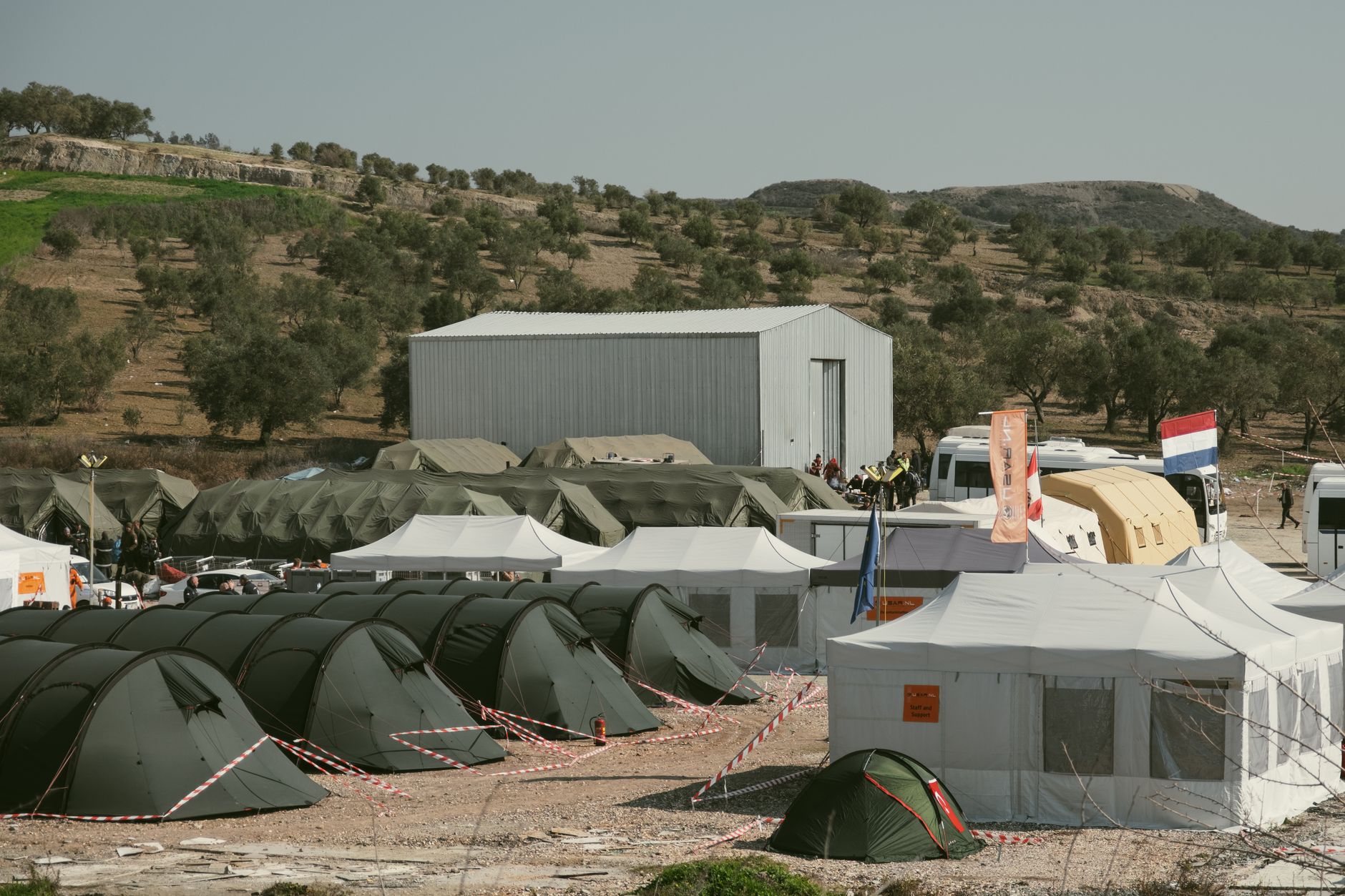 Emergency relief tents in a disaster camp, similar to those set up across Port-au-Prince after the earthquake