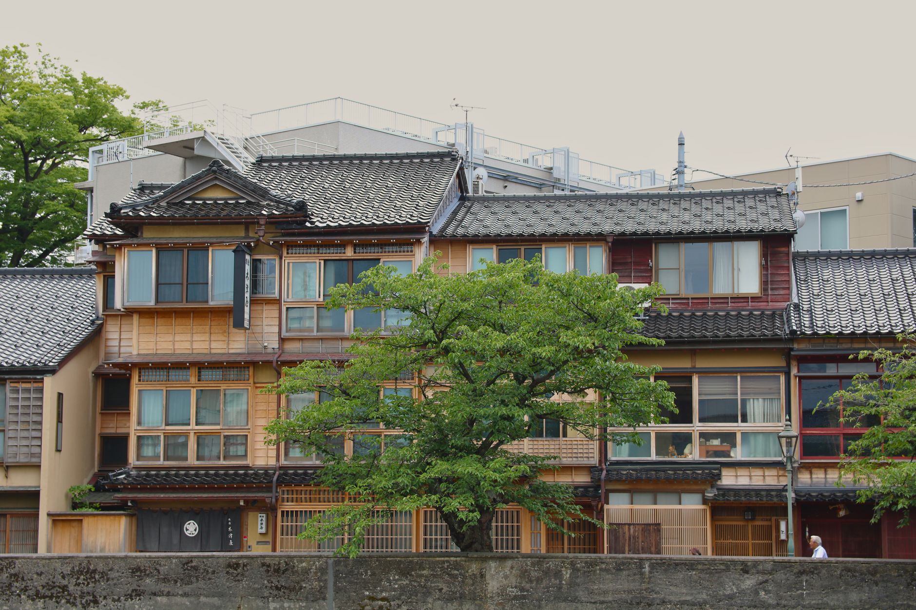 Historic Japanese wooden buildings, the kind of dense construction that burned in the 1923 firestorms