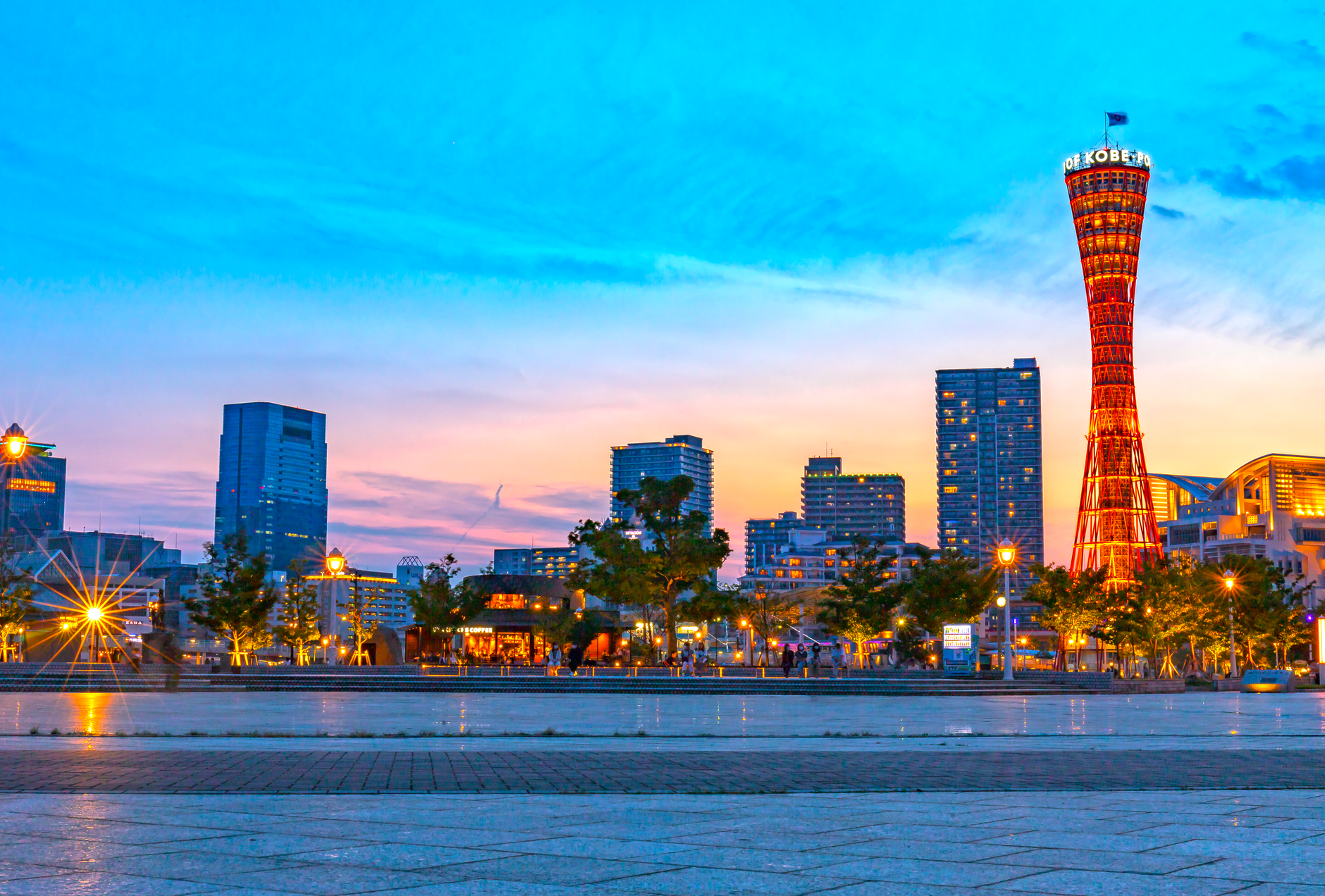 Kobe city skyline, Japan, near the region devastated by the 1995 Great Hanshin earthquake