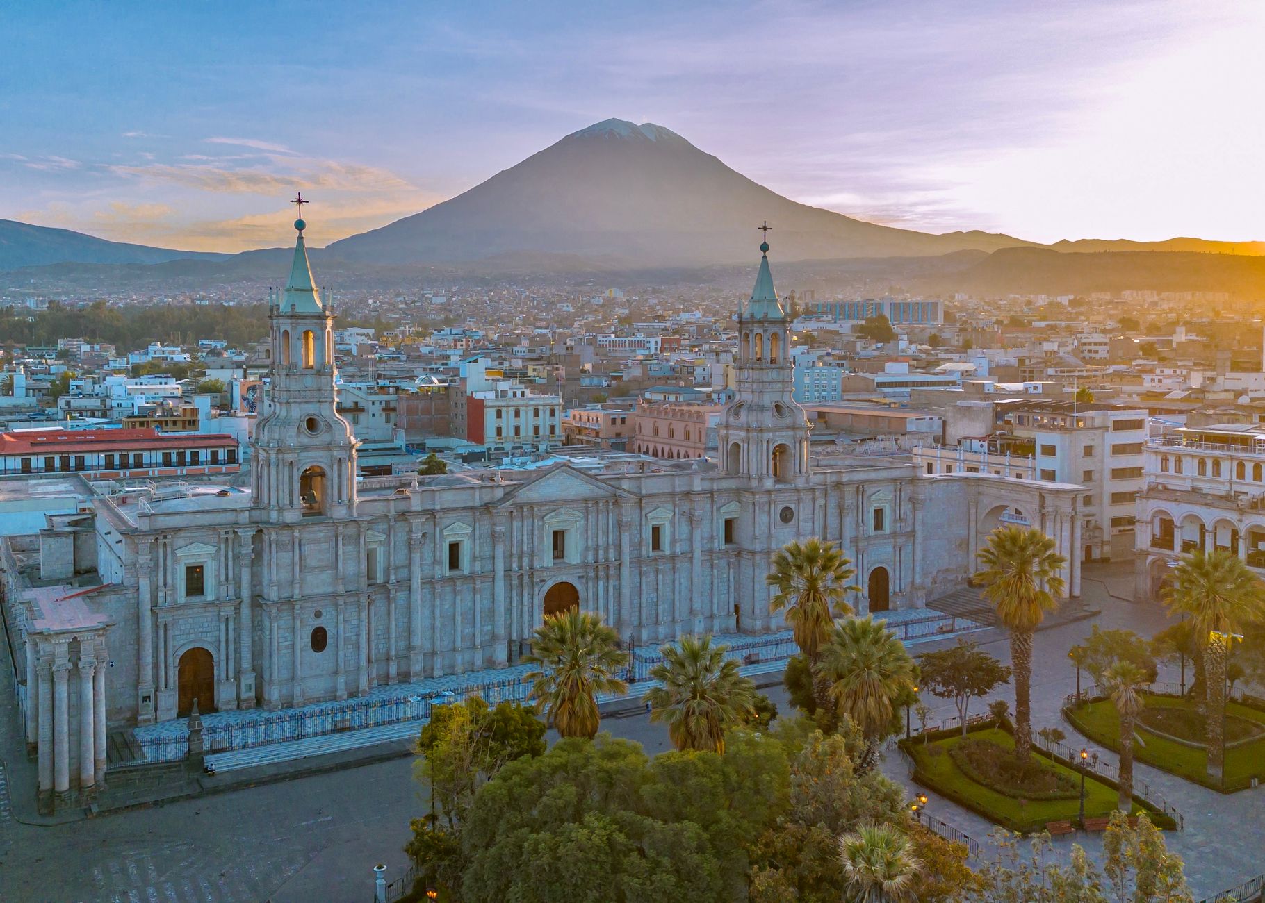 Arequipa cityscape below the Andes, the southern Peruvian region worst damaged by the 2001 earthquake